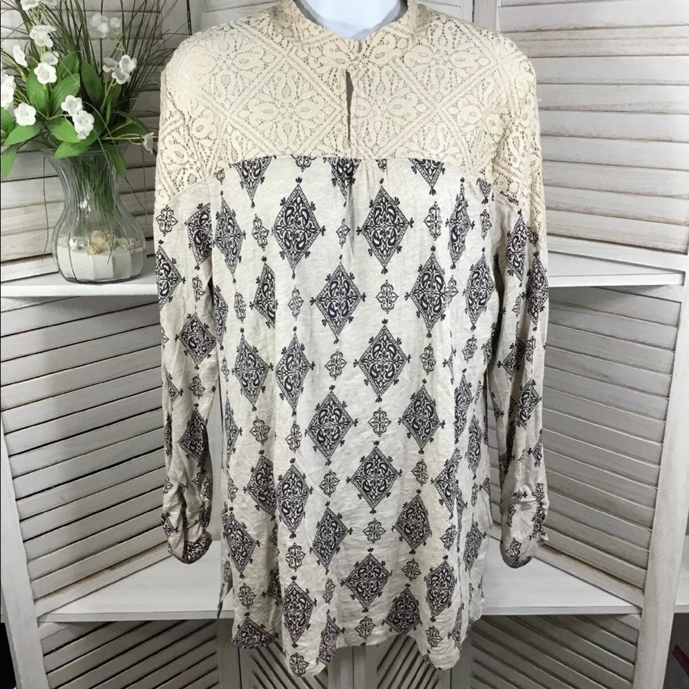 NWOT Style & Co Soft Black Cream Crochet Top XL
